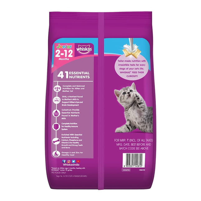 Whiskas Kitten (2-12 months) Dry Cat Food, Ocean Fish, 1.1kg