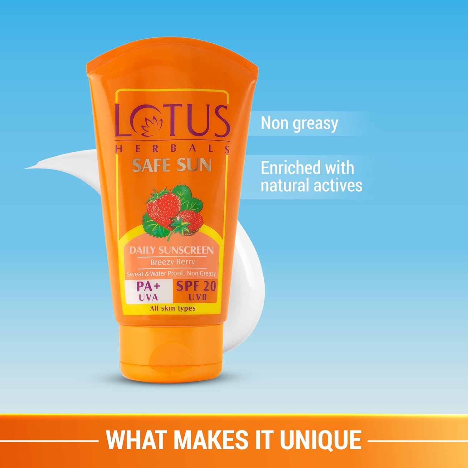 Lotus Herbals Safe Sun Sunscreen Cream - Breezy Berry SPF 20 PA+, 100g