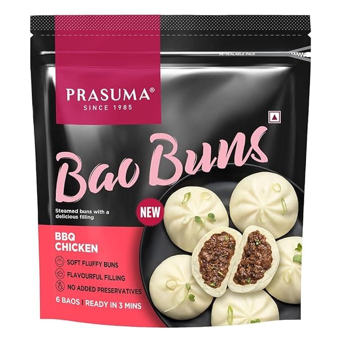 Prasuma BBQ Chicken Bao Buns, 300g- 6 Pieces