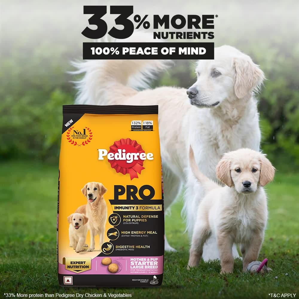 Pedigree Pro Mother & Pup Starter Large Breed, Dry Dog Food, Expert Nutrition for Pregnant/Lactating Mothers & Pups (3-12 Weeks), 3kg