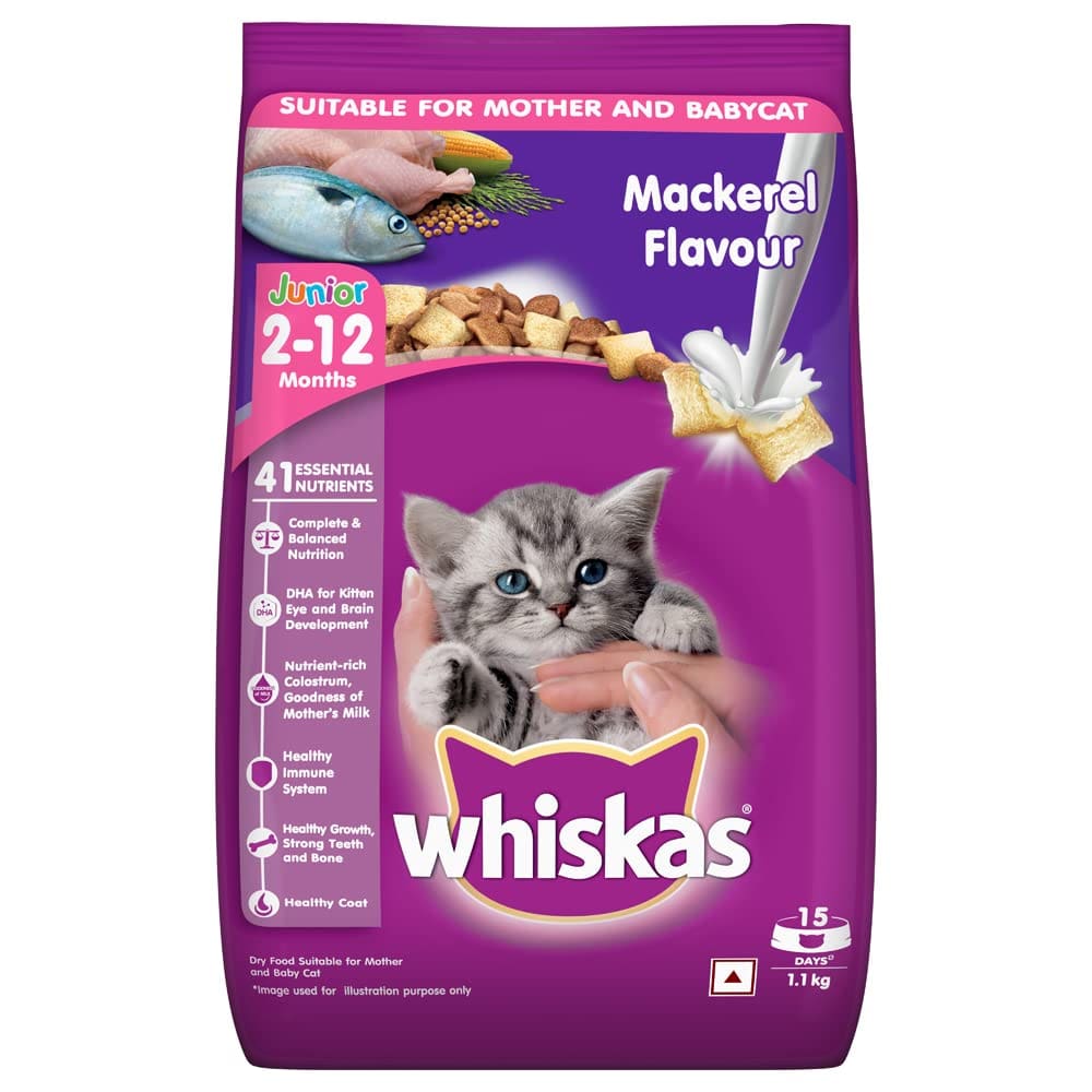 Whiskas Kitten (2-12 months), Mackerel Flavour, 1.1kg