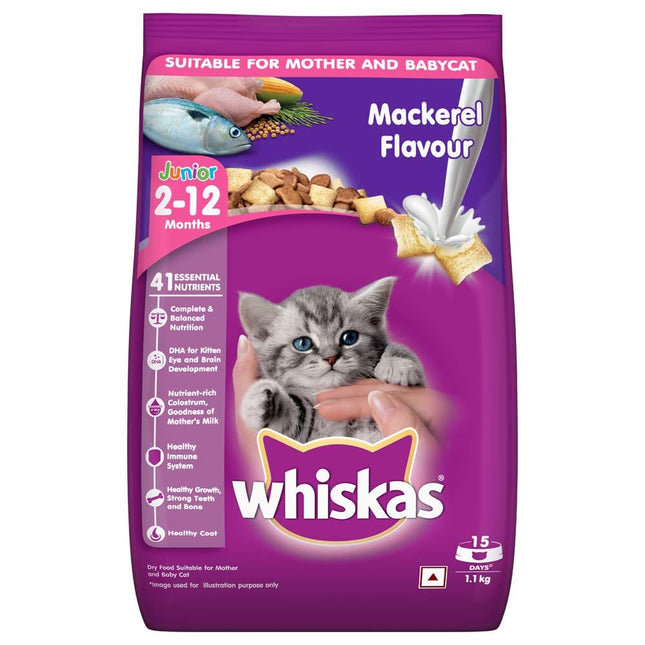 Whiskas Kitten (2-12 months), Mackerel Flavour, 1.1kg