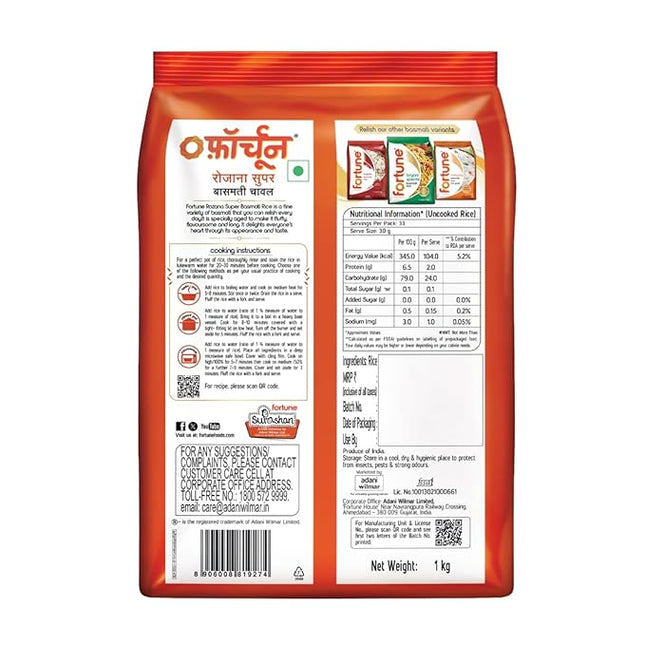 Fortune Rozana Super Basmati Rice - 1 Kg