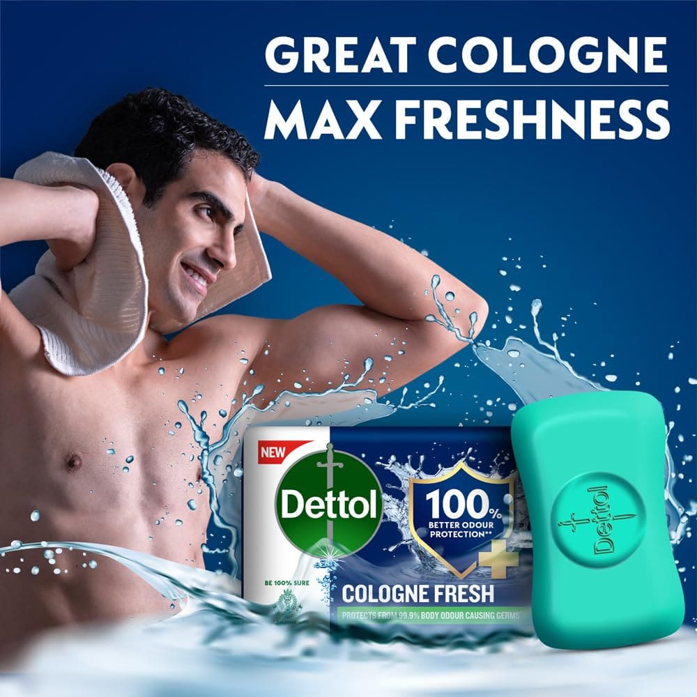 Dettol Cologne Fresh Bathing Soap Bar, 100gx4