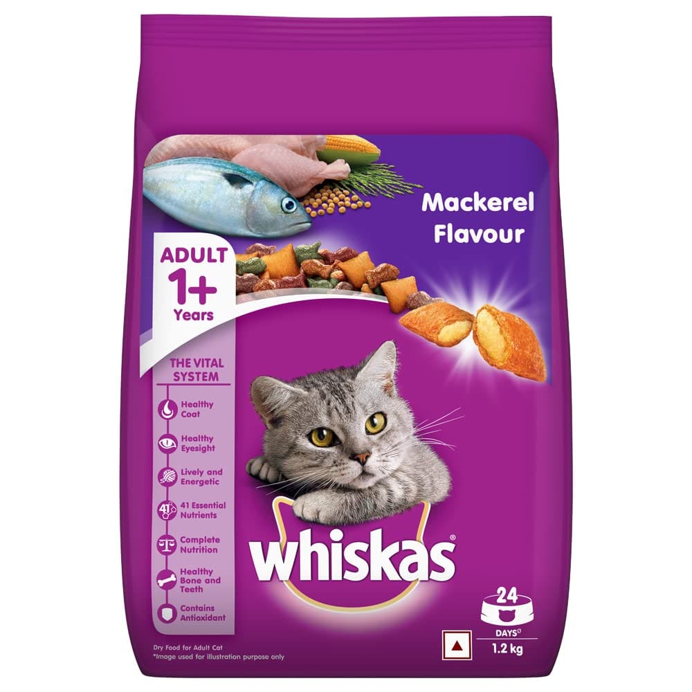 Whiskas Adult (+1 year), Mackerel Flavour, 1.2kg