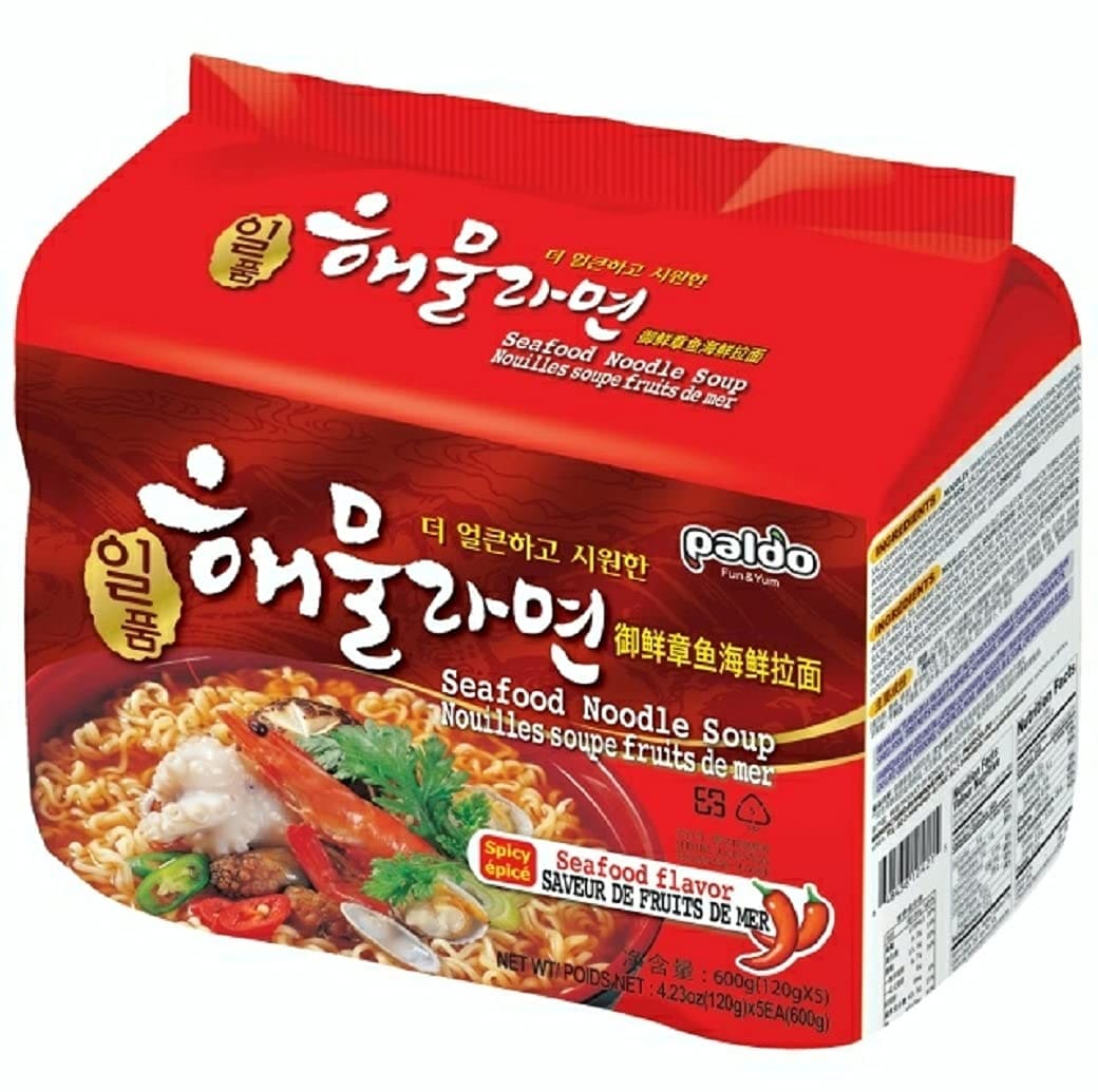 Paldo Seafood Instant Noodles, Pack of 5 (120g x 5)