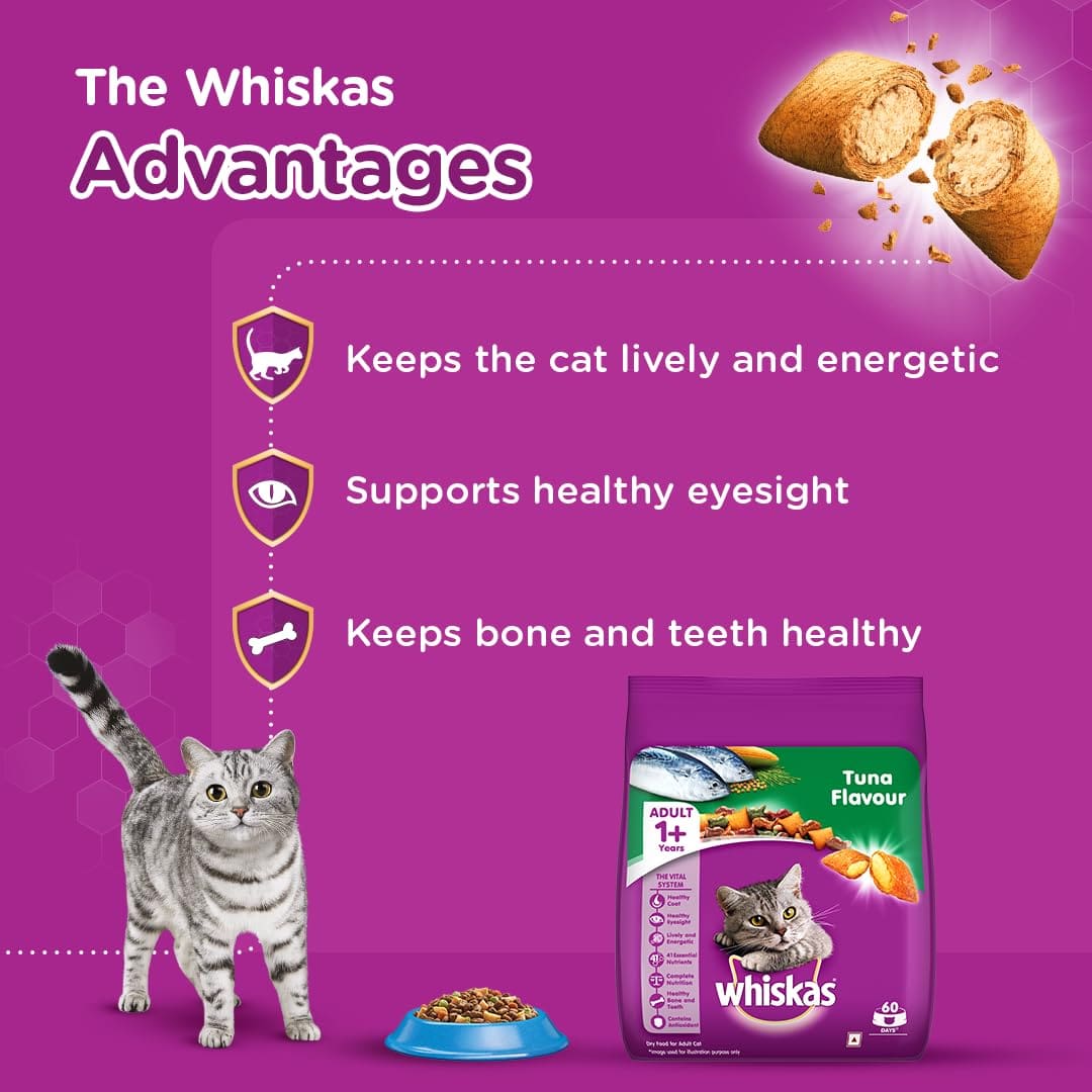Whiskas Adult (+1 year), Tuna Flavour, 1.2kg