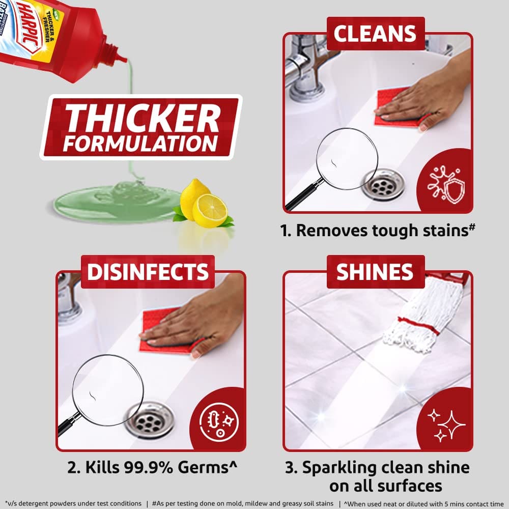 Harpic Disinfectant Bathroom Cleaner Liquid, Lemon, 500 ml