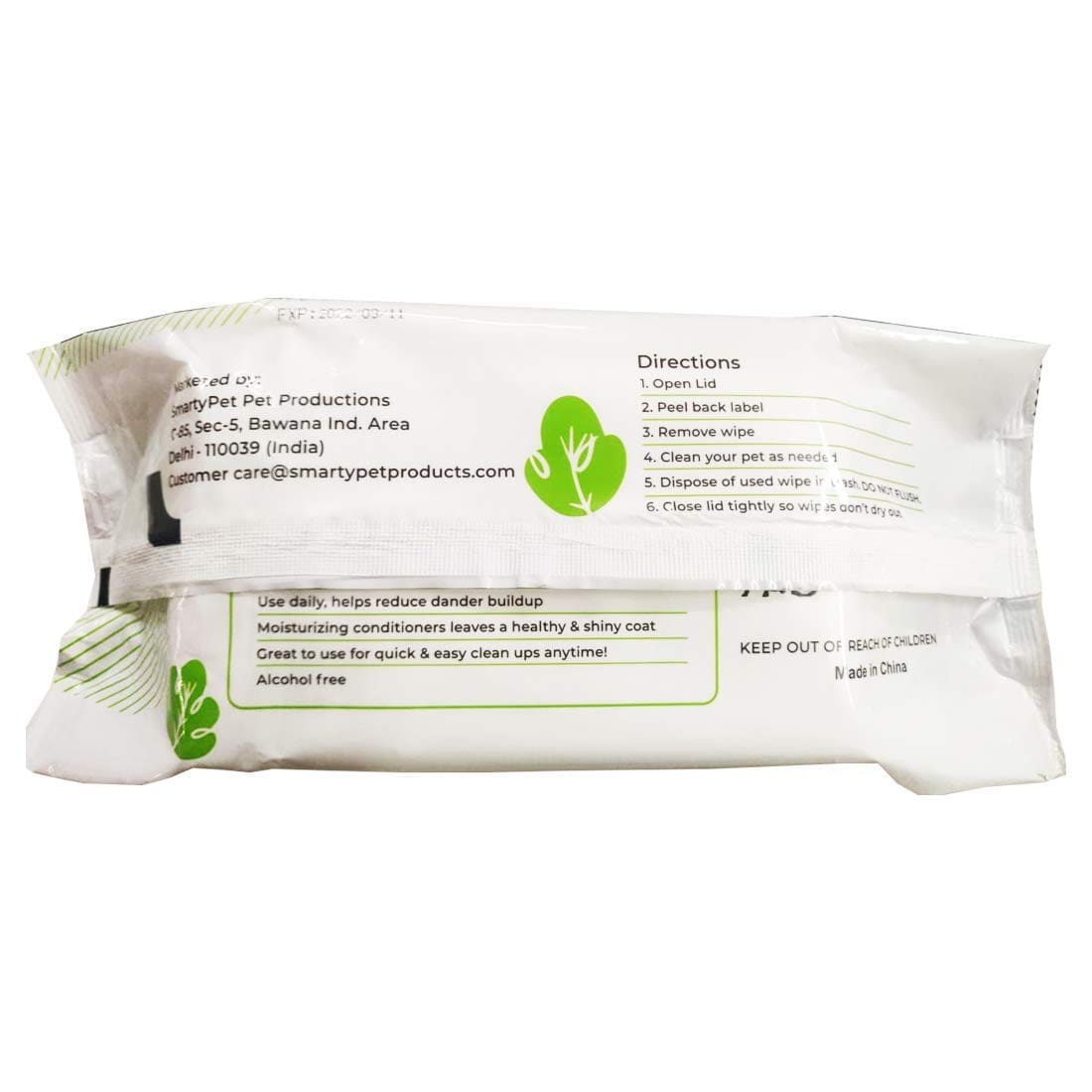 Smarty Pet, Pet Wet Wipes, Green Apple Scent, 100pcs