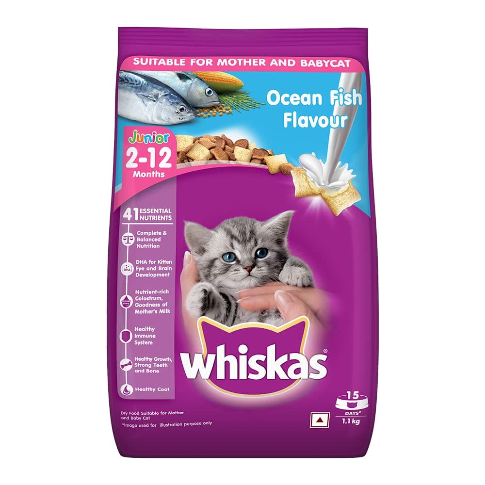 Whiskas Kitten (2-12 months) Dry Cat Food, Ocean Fish, 1.1kg