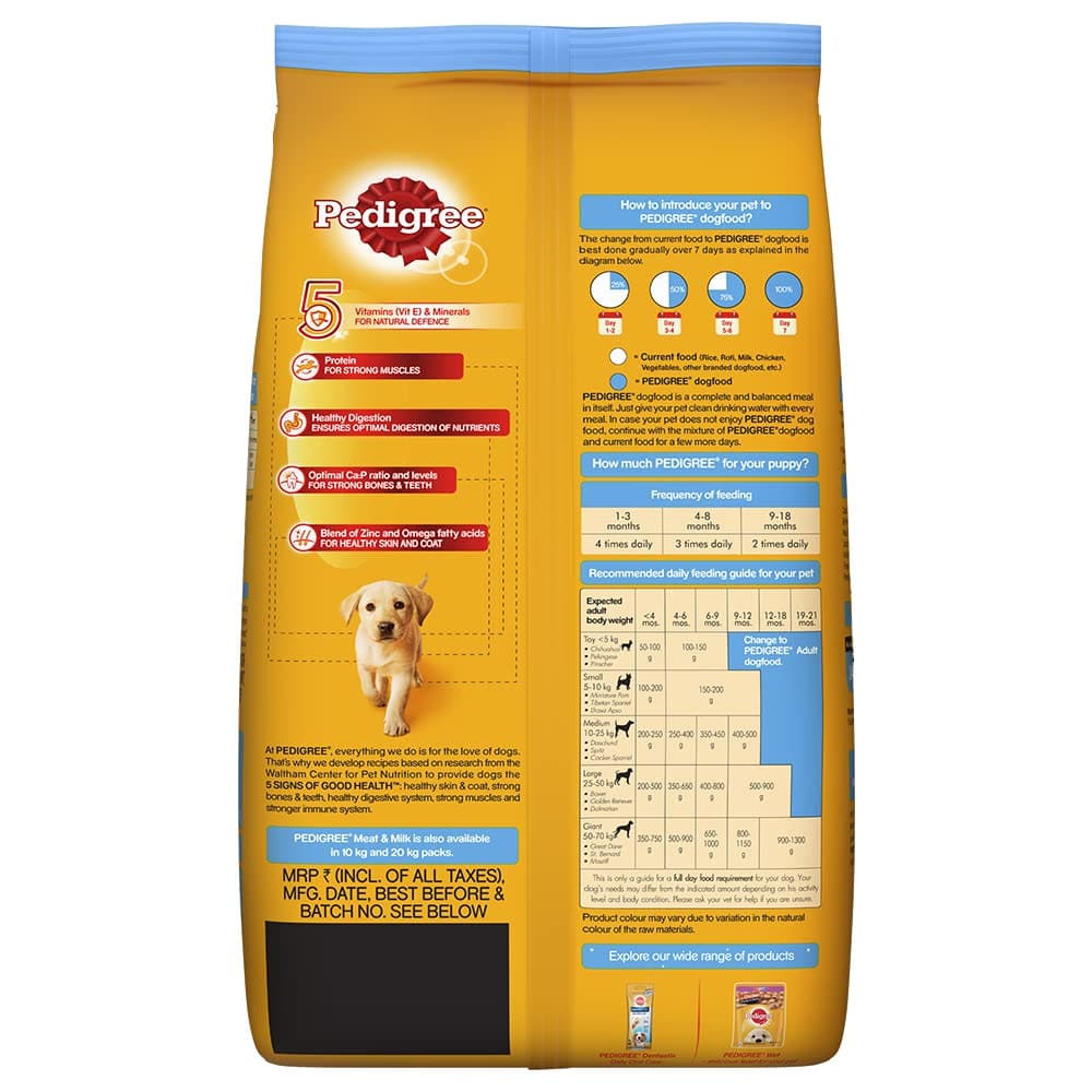Pedigree Puppy Dry Dog Food, Meat & Milk, 2.8 Kg