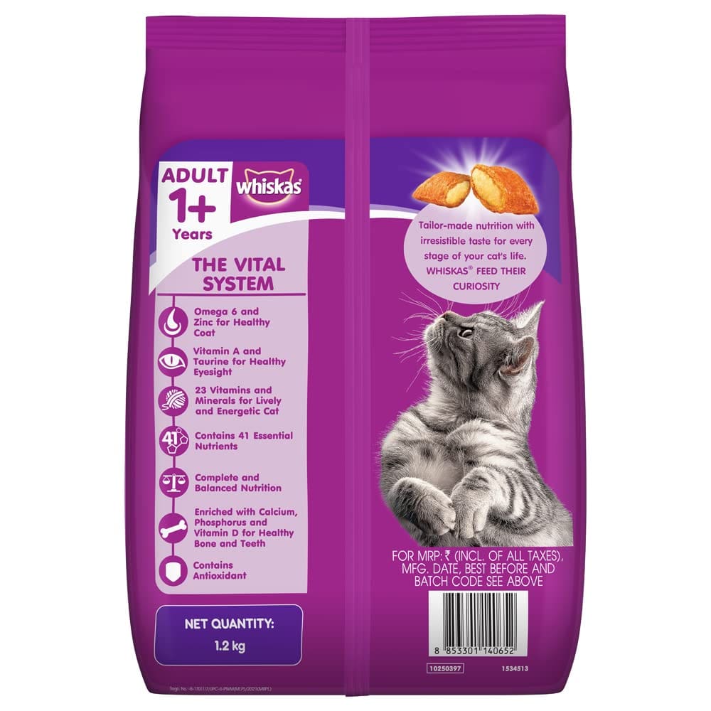 Whiskas Adult (+1 year), Mackerel Flavour, 1.2kg