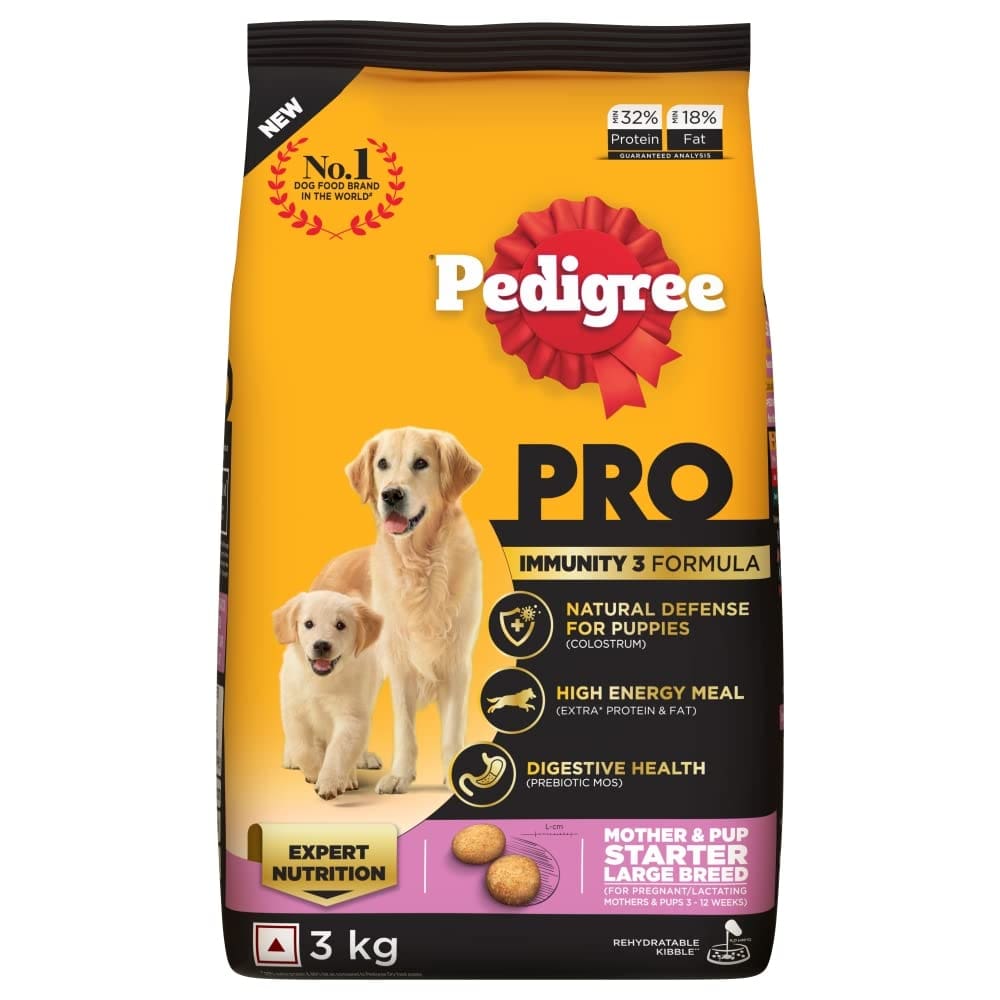 Pedigree Pro Mother & Pup Starter Large Breed, Dry Dog Food, Expert Nutrition for Pregnant/Lactating Mothers & Pups (3-12 Weeks), 3kg