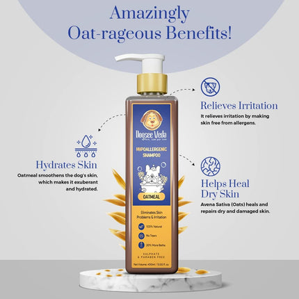 Dogsee Veda Hypoallergenic Oatmeal Dog Shampoo, 200ml