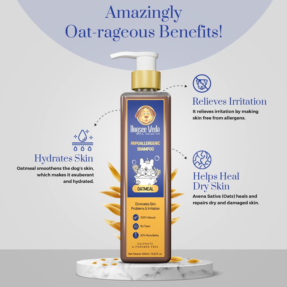 Dogsee Veda Hypoallergenic Oatmeal Dog Shampoo, 200ml