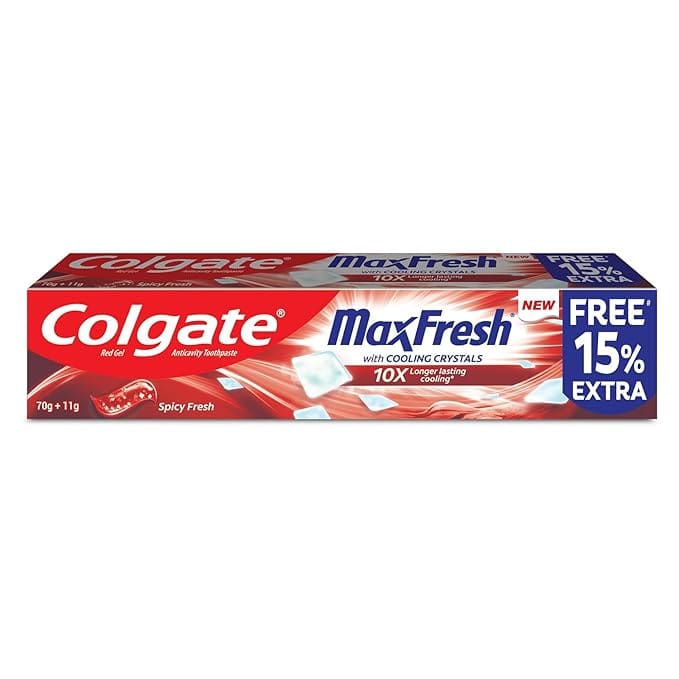 Colgate MaxFresh Toothpaste, Red Gel Paste, 70g+11g