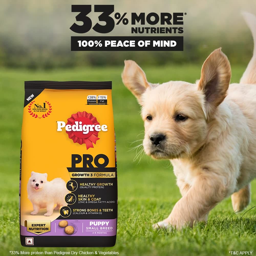 Pedigree Pro Puppy, Small Breed (2-9 Months) Dry Dog Food, 3 Kg