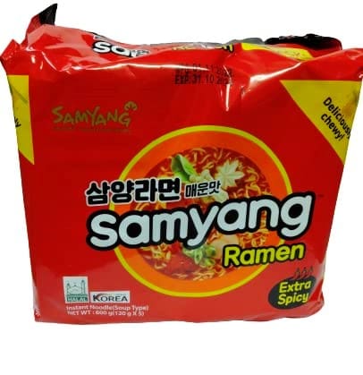 Samyang Ramen Extra Spicy Instant Noodle,120g(Pack of 5)