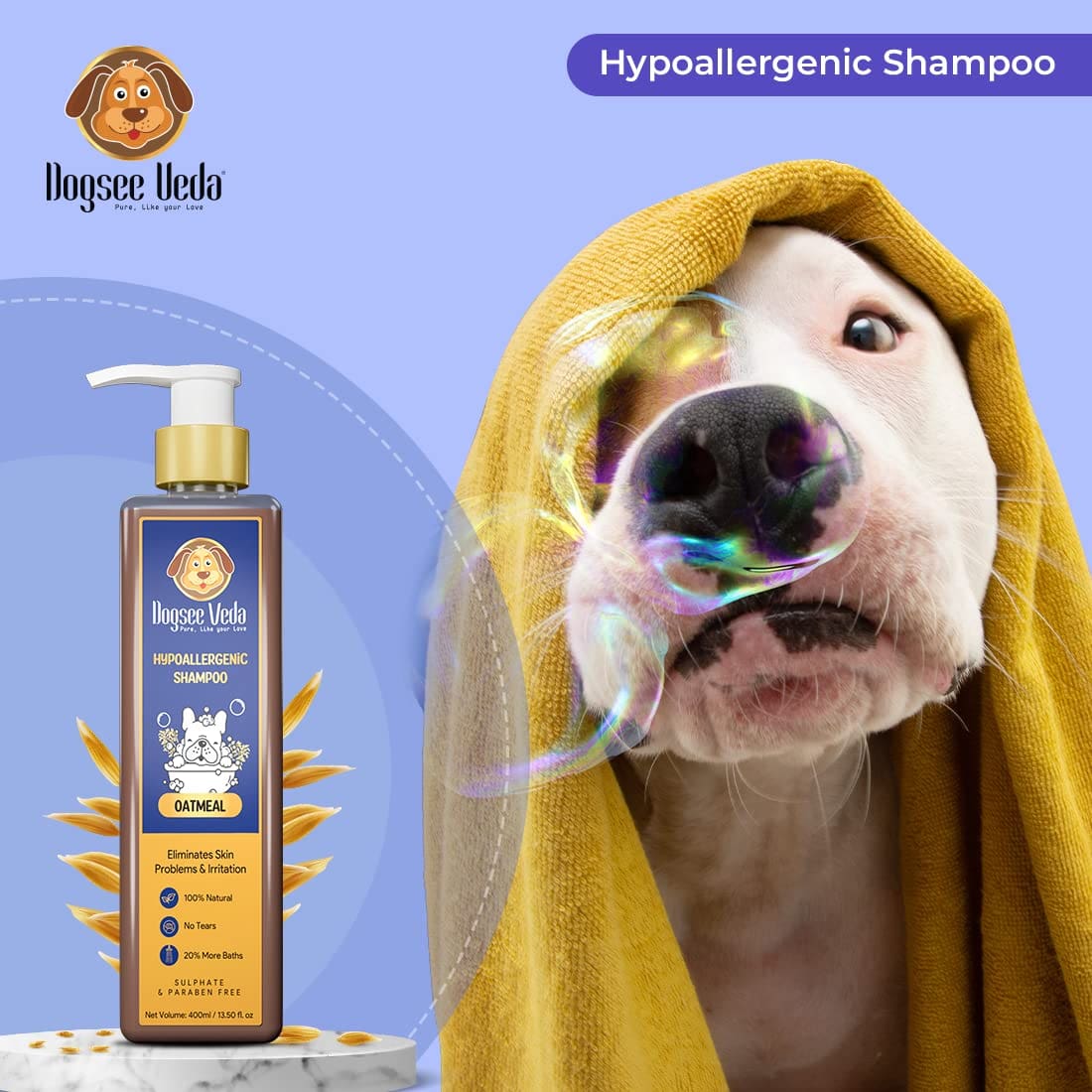 Dogsee Veda Hypoallergenic Oatmeal Dog Shampoo, 200ml