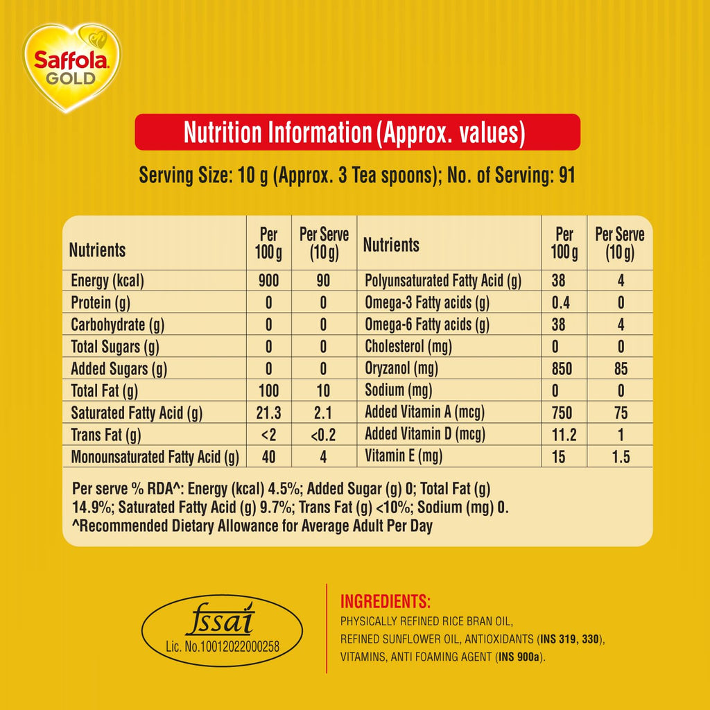 Saffola Gold Edible Oil, 1L