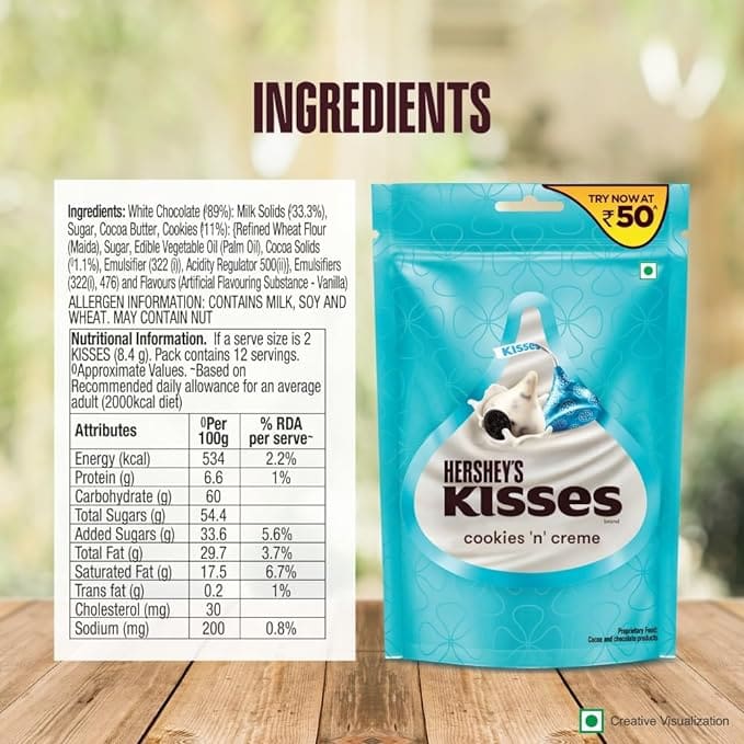 Hershey's Kisses Cookies 'n' Creme, 33.6g