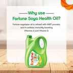 Fortune Soya Health, Refined Soyabean oil - 4.350kg