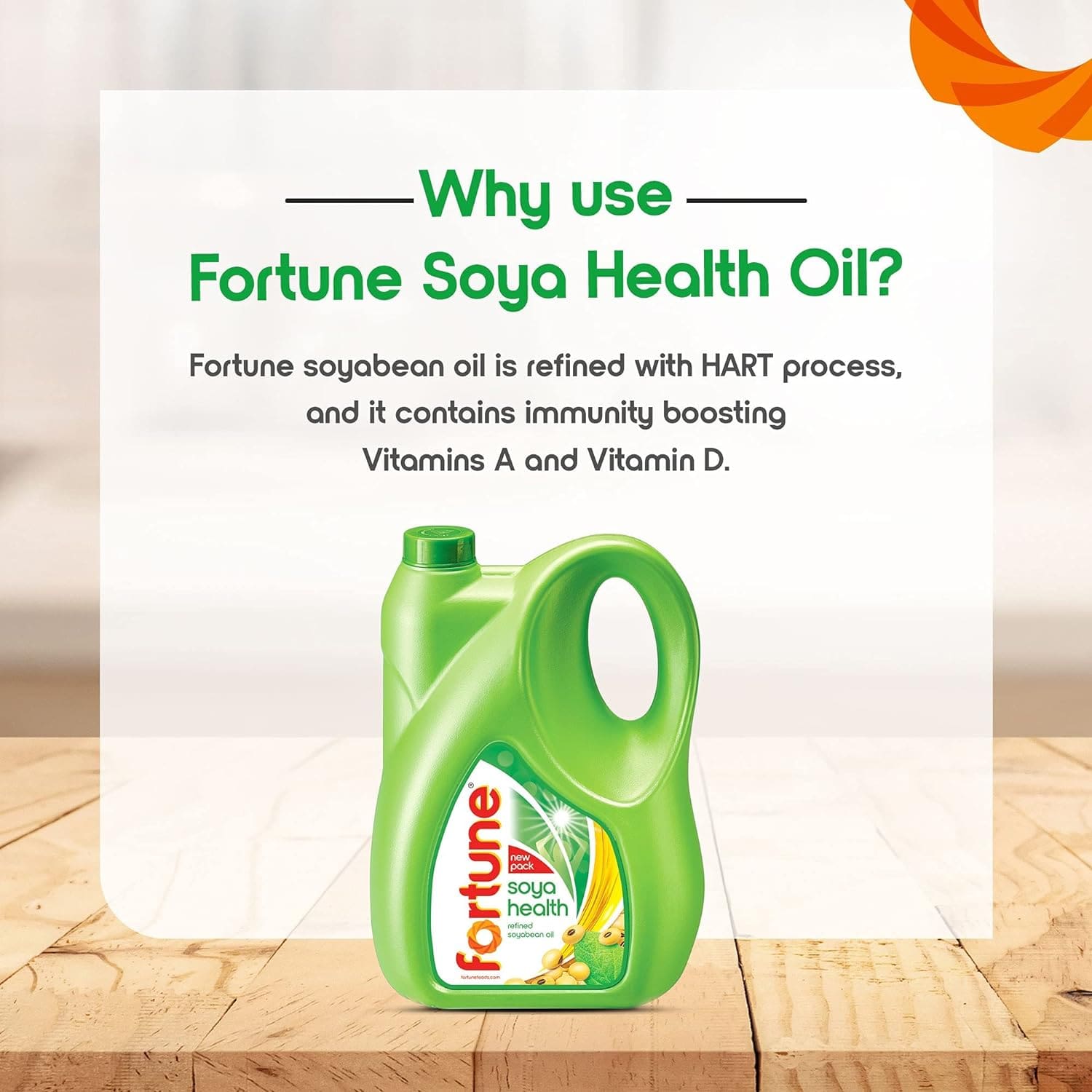 Fortune Soya Health, Refined Soyabean oil - 4.350kg