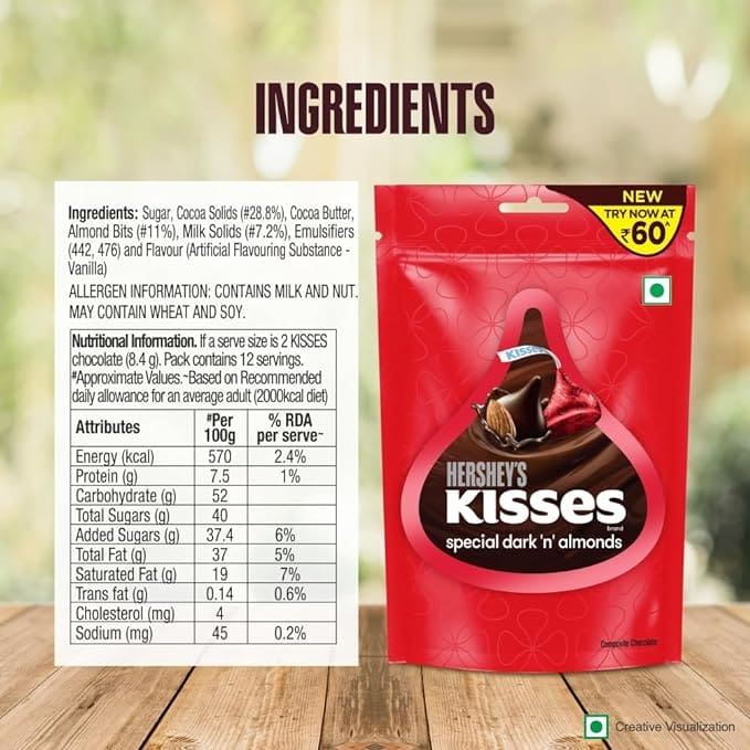 Hershey's Kisses Dark Almonds, 33.6g