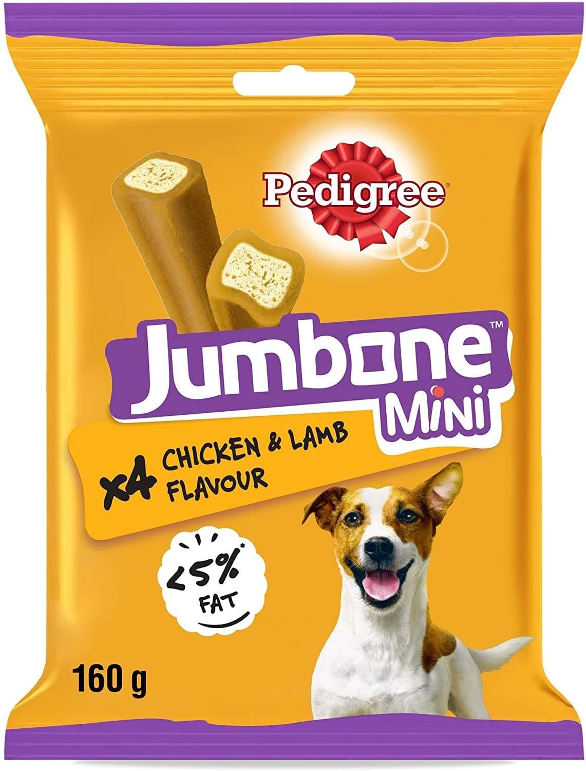 Pedigree Jumbone Mini Adult Dog Treat, Chicken & Lamb Flavour, 160g