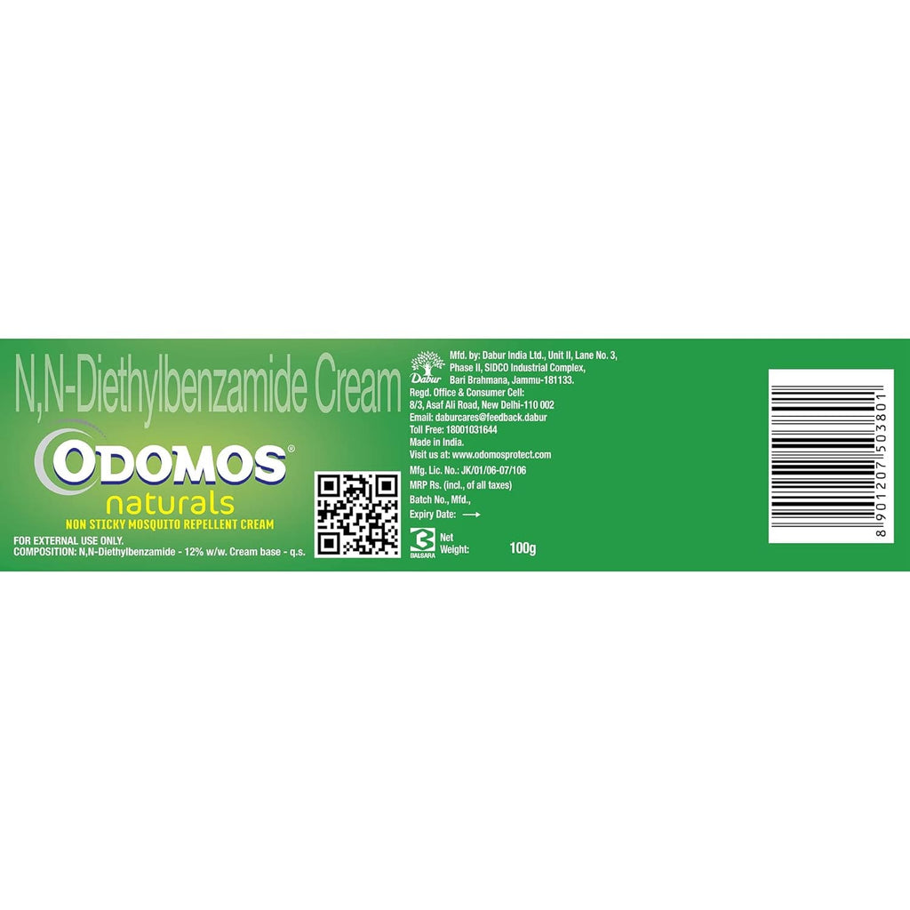 Odomos Naturals Non-Sticky Mosquito Repellent Cream, 100g