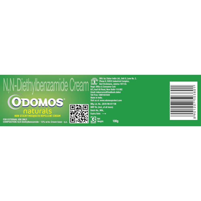 Odomos Naturals Non-Sticky Mosquito Repellent Cream, 100g