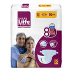 Super Liife  Premium Adult Diapers 8 Hrs Gel Core, Large- 10 Count