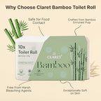 Claret Bamboo 10x Toilet Roll 200 Pulls - 2 Ply