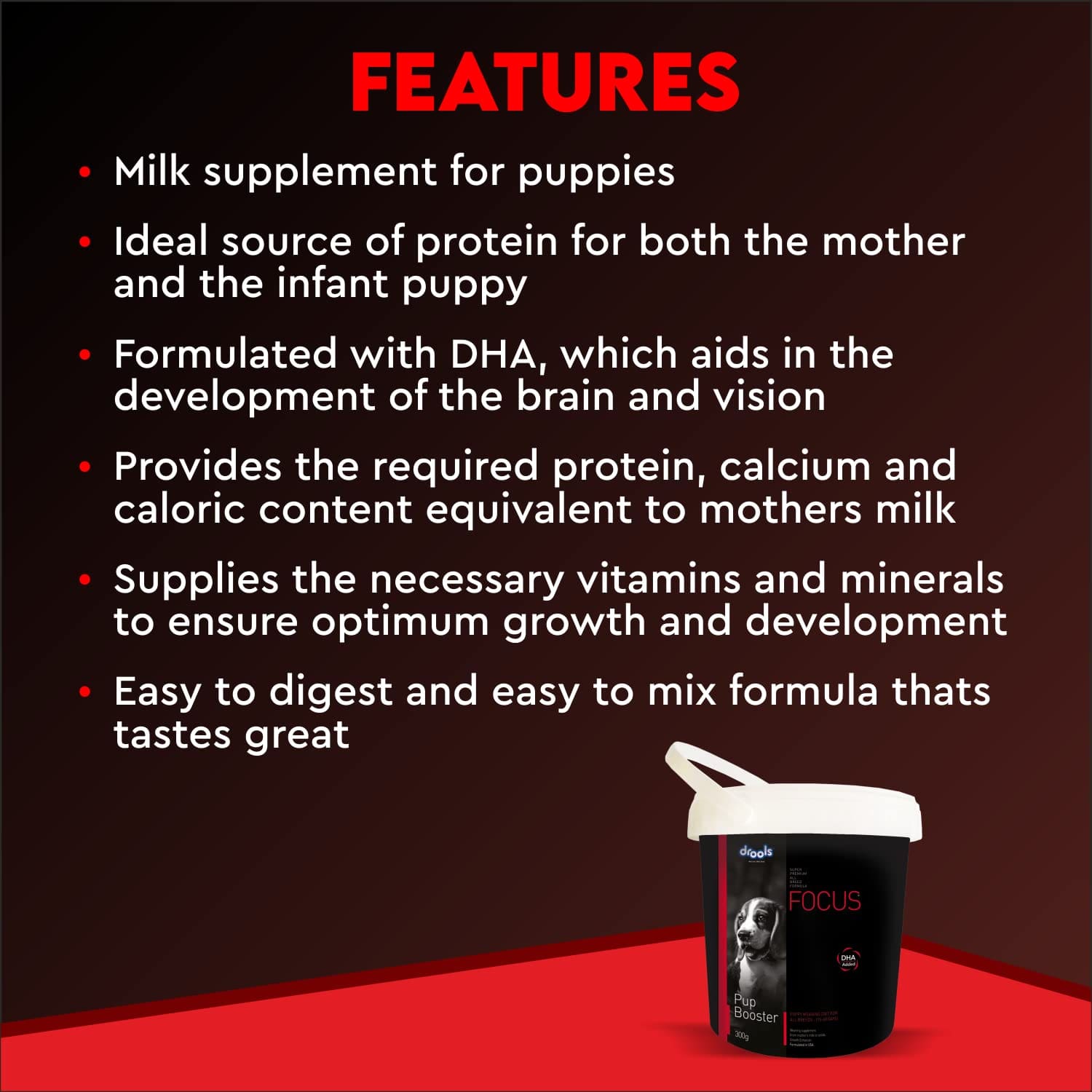 Drools, Focus Pup Booster, Puppy Weaning Diet for All Breeds, 300g