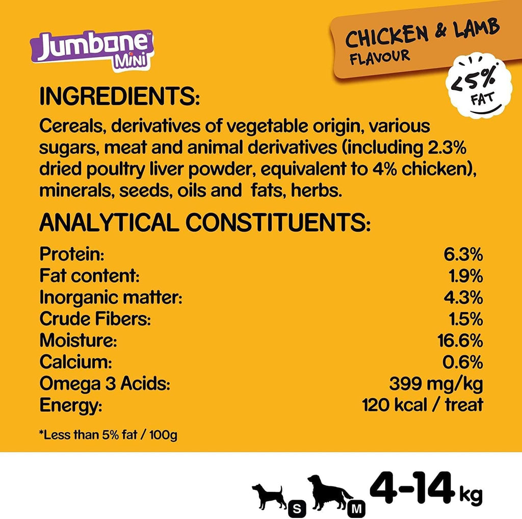 Pedigree Jumbone Mini Adult Dog Treat, Chicken & Lamb Flavour, 160g