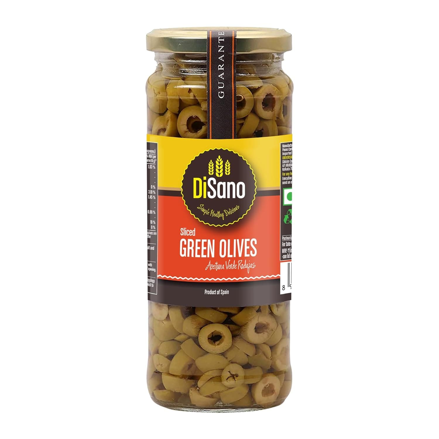 Disano, Sliced Green Olives, 450g