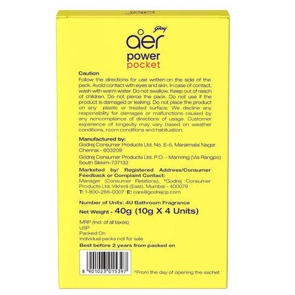 Godrej aer Power Pocket, Bathroom Freshener, 40g