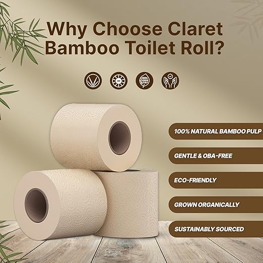 Claret Bamboo 10x Toilet Roll 200 Pulls - 2 Ply