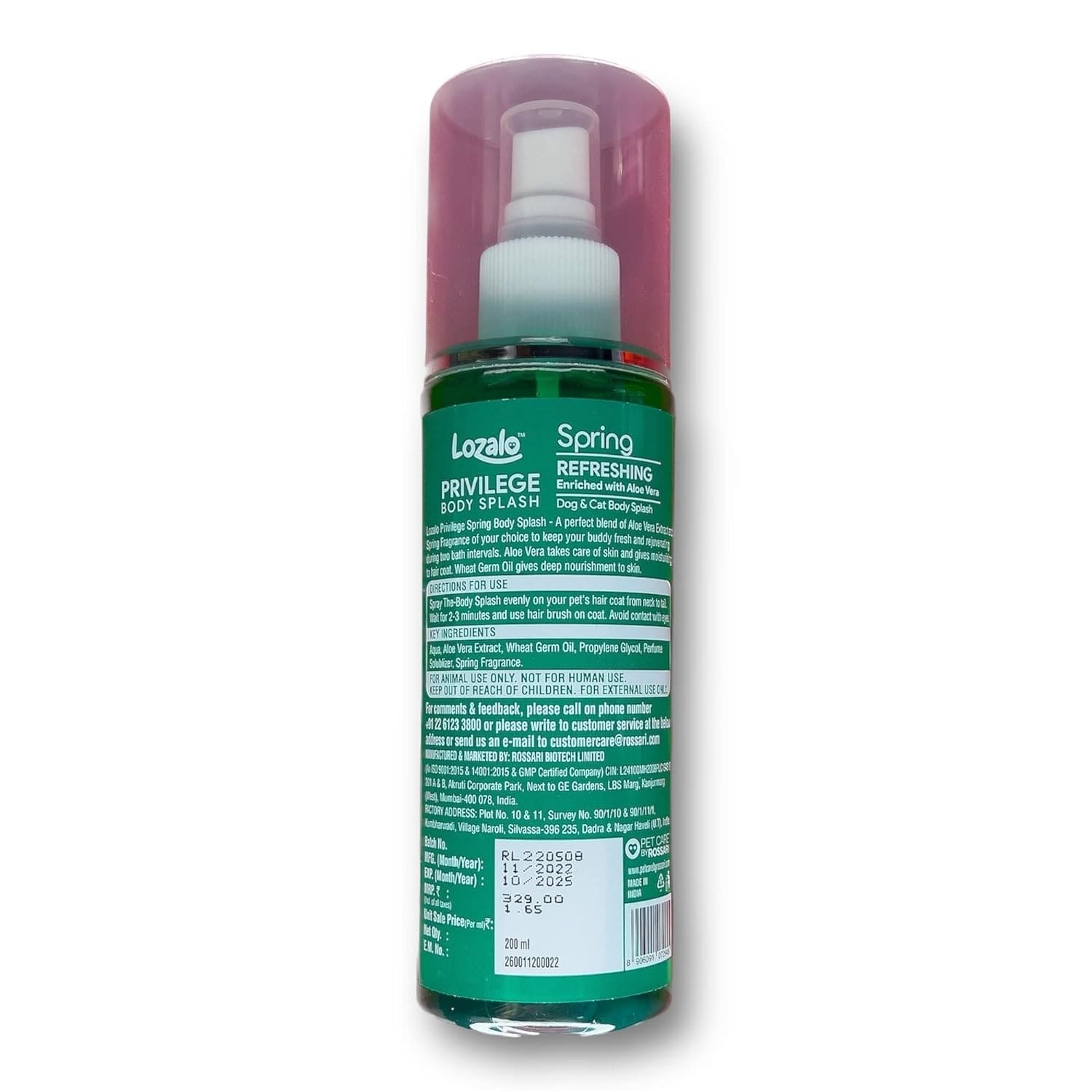 Lozalo Privelege Body Splash (Spring) for Dogs & Cats, 200 ml