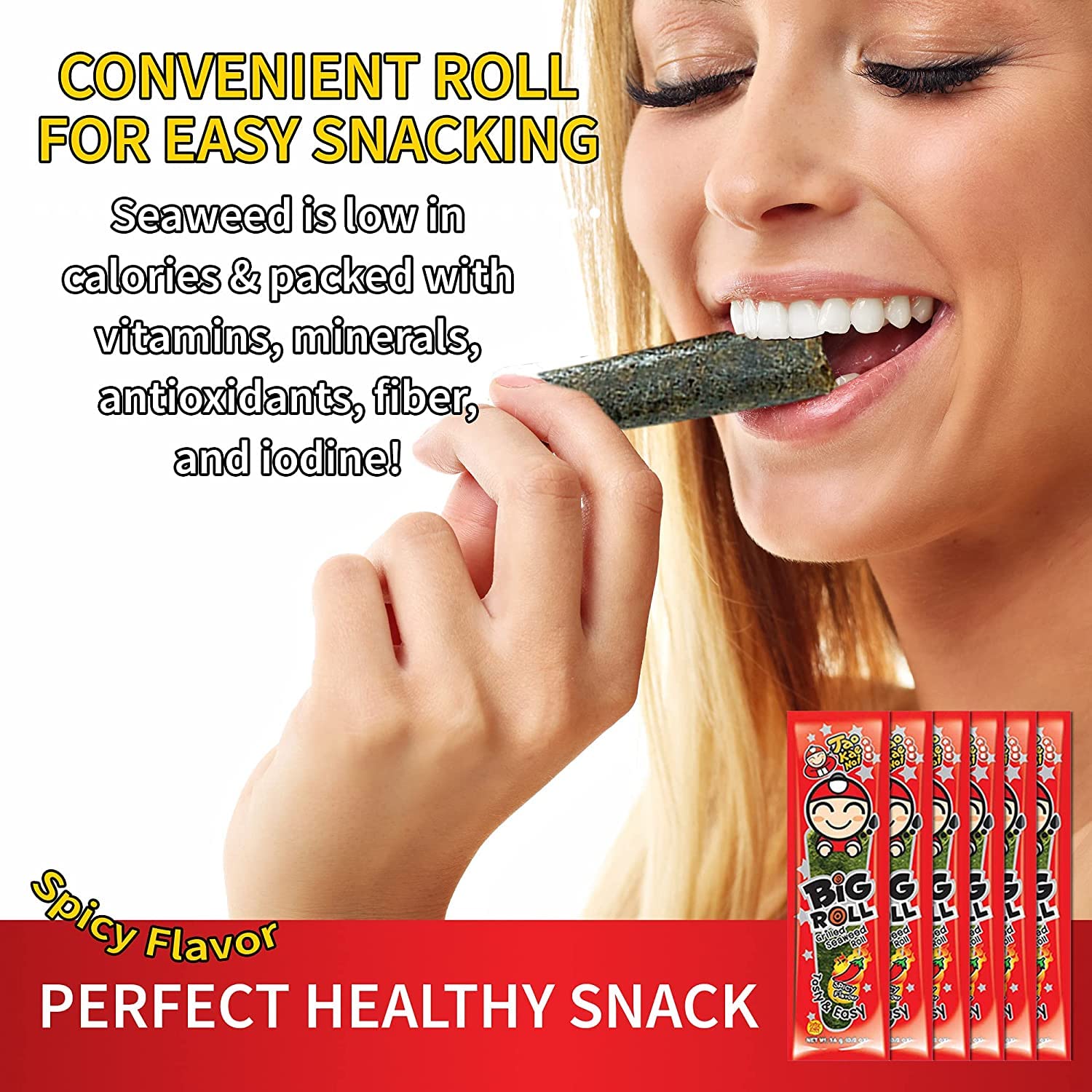 Tao Kae Noi Grilled Seaweed Big Roll Spicy Flavour, 6 x 3 g