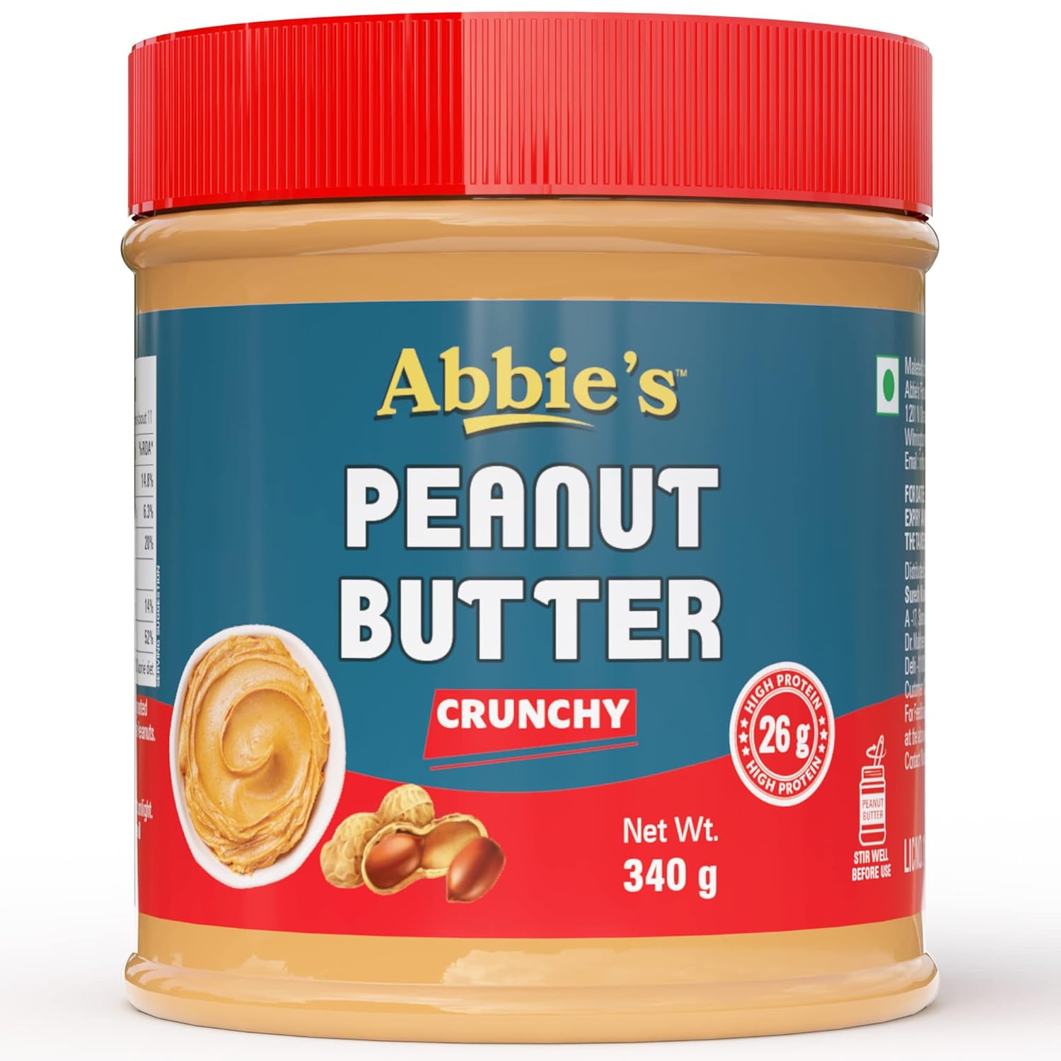 Abbies Peanut Butter,Crunchy, 340gm