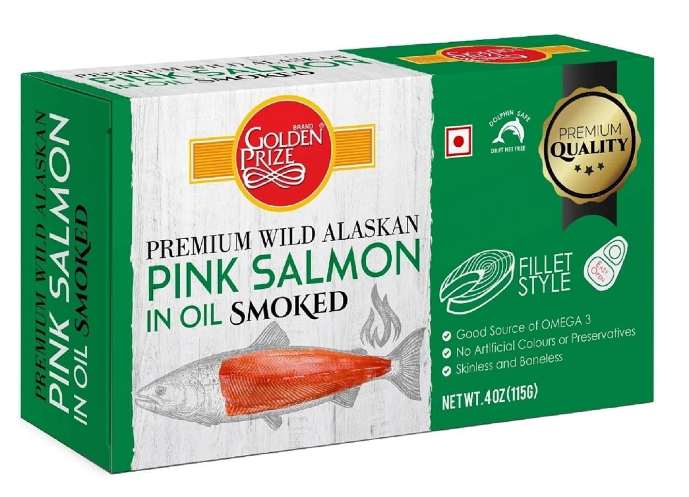 Golden Prize, Wild Alaskan Smoked Pink Salmon in Oil Smoked, 120g