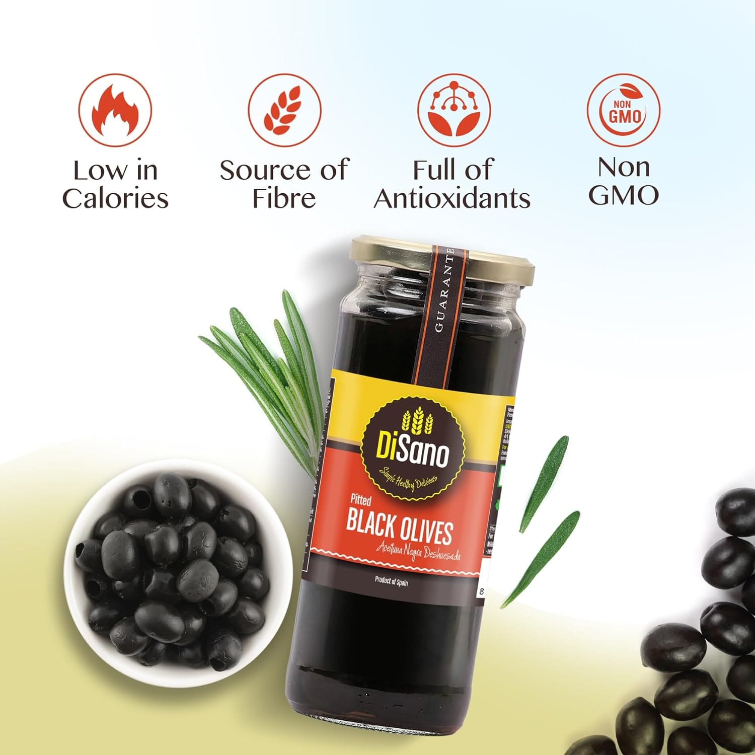 Disano, Pitted Black Olives, 450g