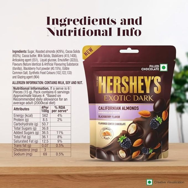 Hershey’s Exotic Dark Californian Almond, Blackberry Flavour, 90g