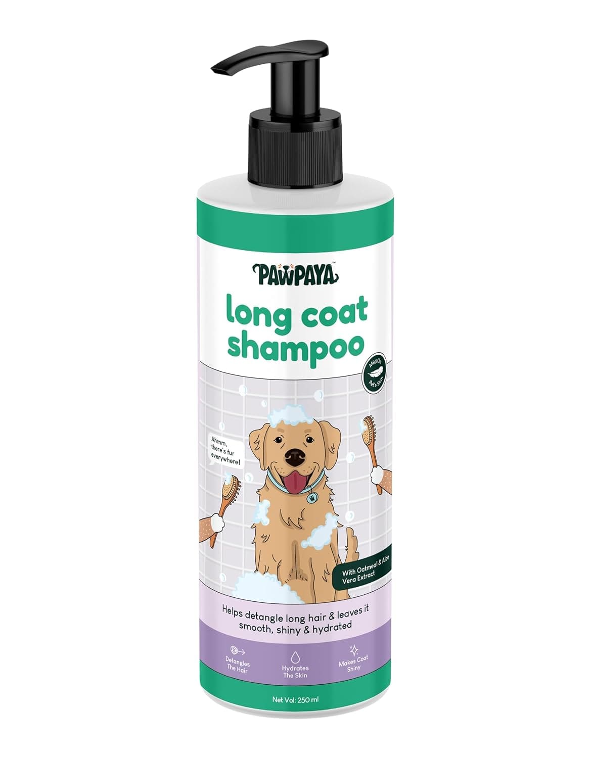 Pawpaya Long Coat Dog Shampoo, 250ml