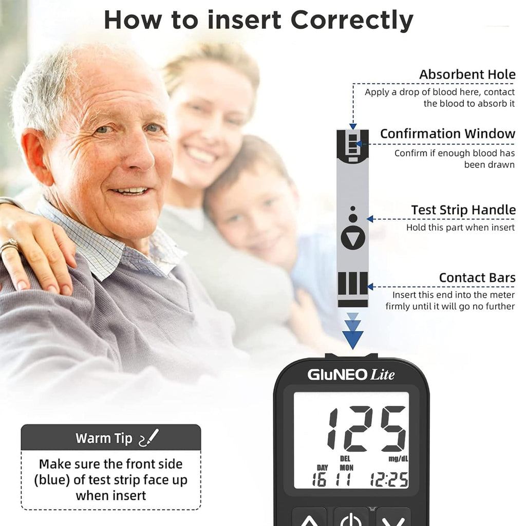 K-life, Gluneo Lite Blood Glucose Sugar Testing Strips, 50N