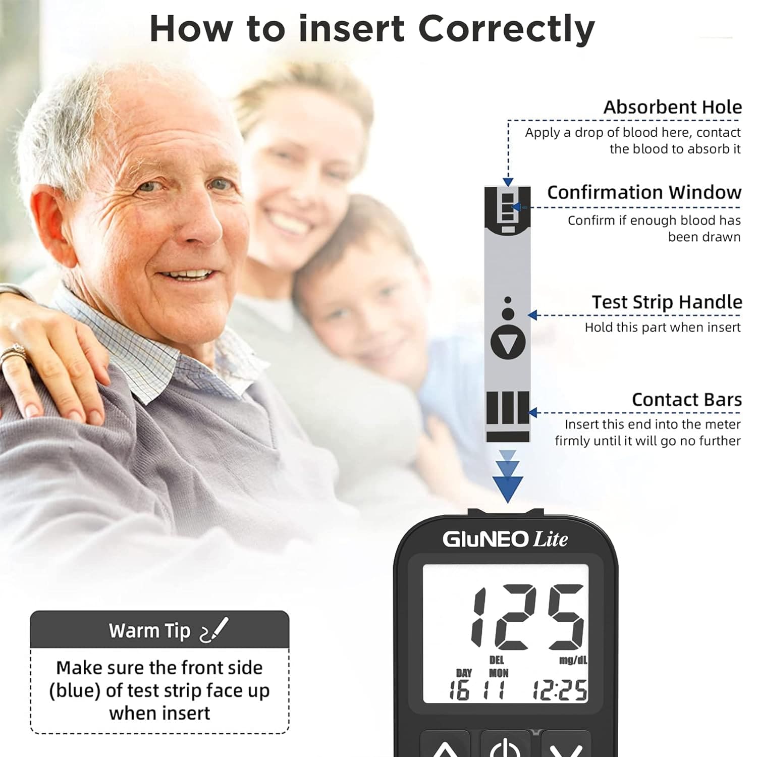 K-life, Gluneo Lite Blood Glucose Sugar Testing Strips, 50N
