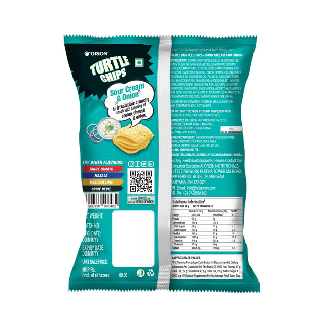 Orion Turtle Chips - Sour Cream n Onion Corn Chips, 70g