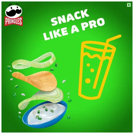 Pringles Potato Chips - Sour Cream &amp; Onion Flavour, Crunchy &amp; Crispy, 107 gm