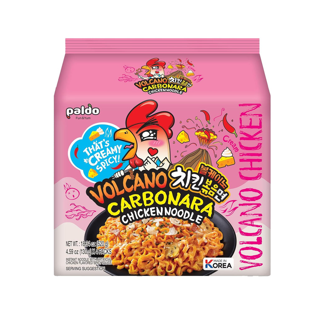 Paldo, Volcano Carbonara Chicken Noodle, 520g (Pack of 4)